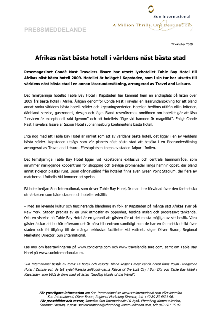 Afrikas näst bästa hotell i världens näst bästa stad