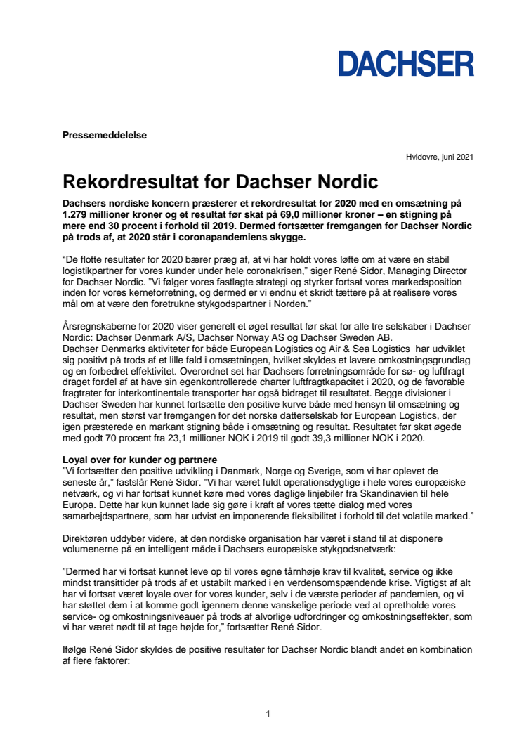 Rekordresultat for Dachser Nordic