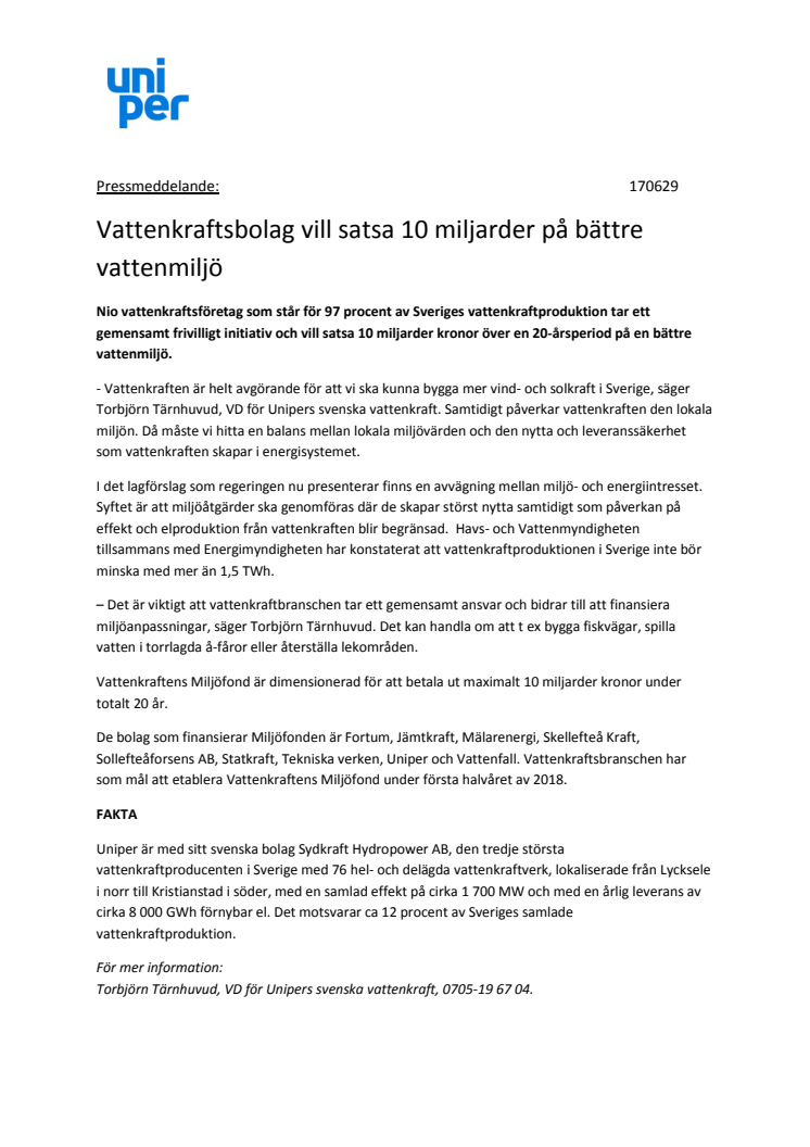 Vattenkraftsbolag vill satsa 10 miljarder på bättre vattenmiljö