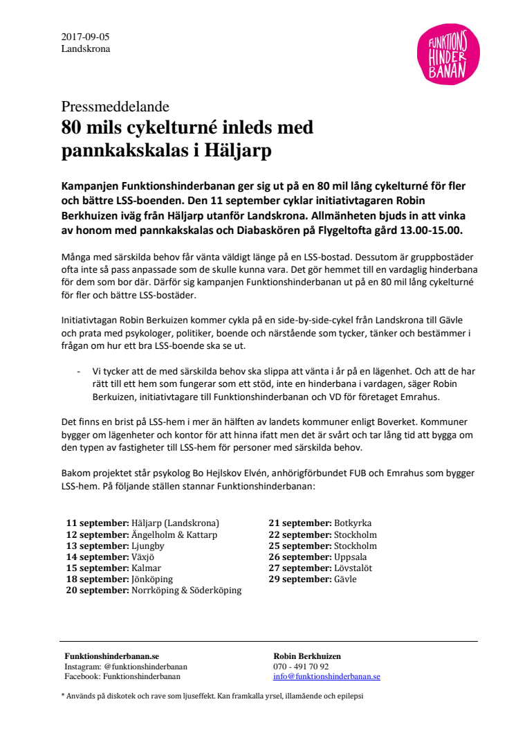 80 mils cykelturné inleds med  pannkakskalas i Häljarp