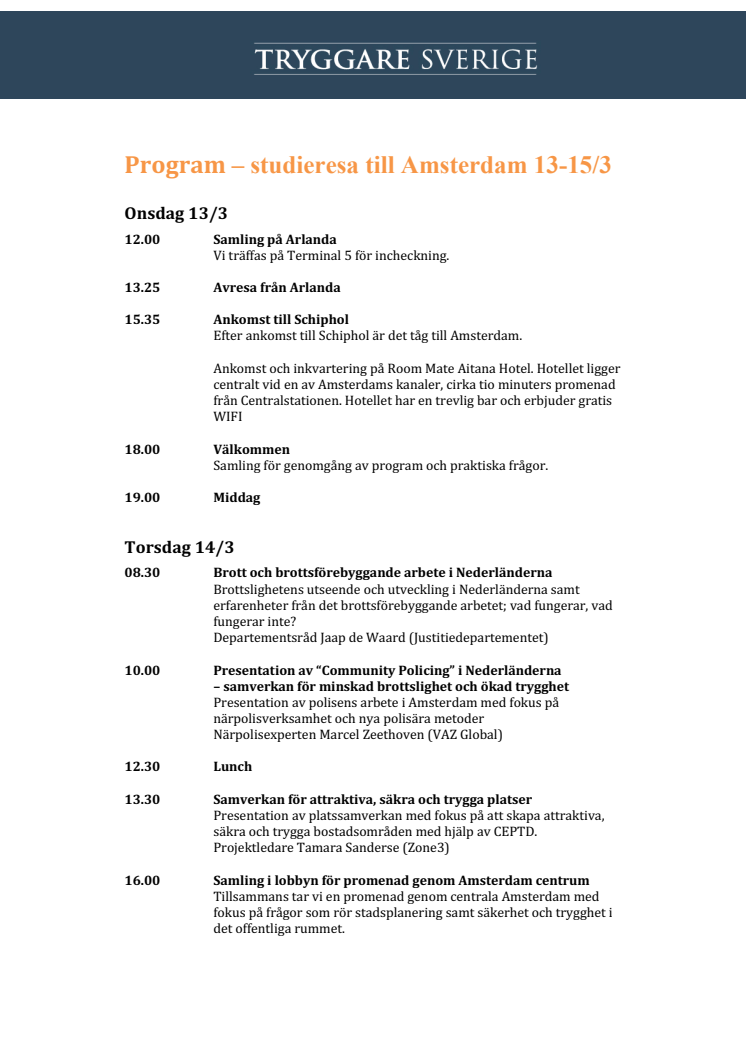 Program Amsterdam 13-15/3