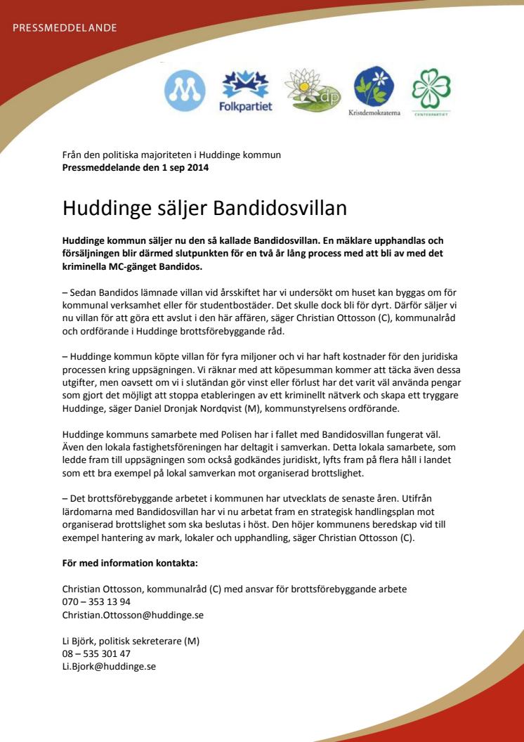 Huddinge säljer Bandidosvillan