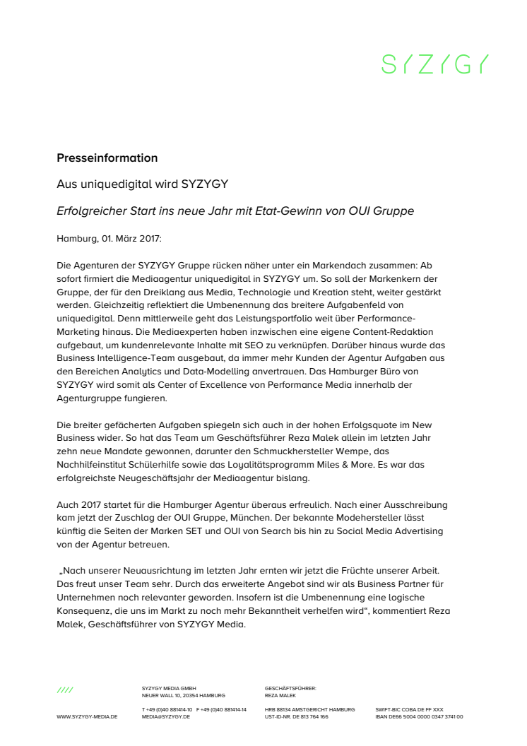 Aus uniquedigital wird SYZYGY