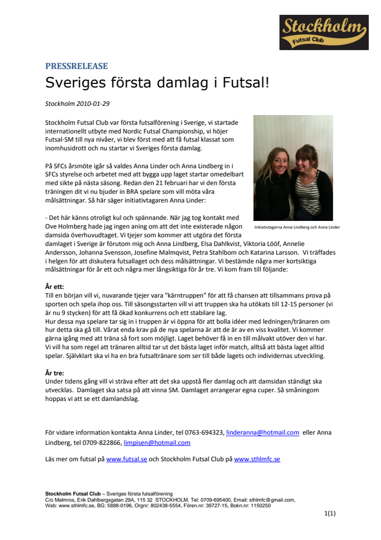 Sveriges första damlag i futsal startat