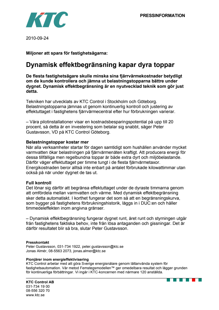 Dynamisk effektbegränsning kapar dyra toppar