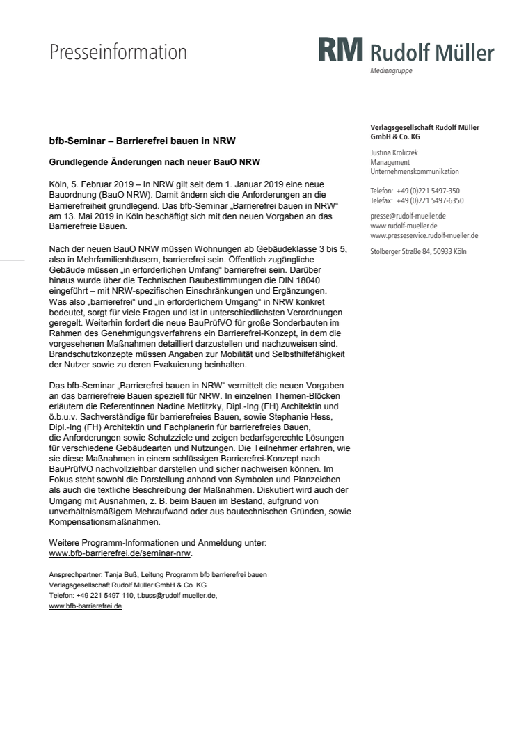 bfb-Seminar – Barrierefrei bauen in NRW