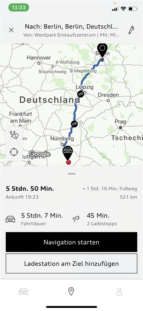 Audi e-tron-ruteplanlægger (app)