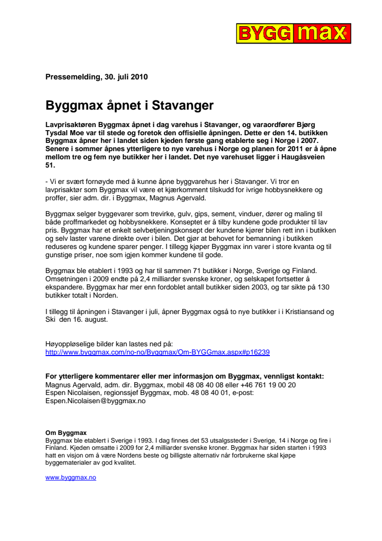 Byggmax åpnet i Stavanger