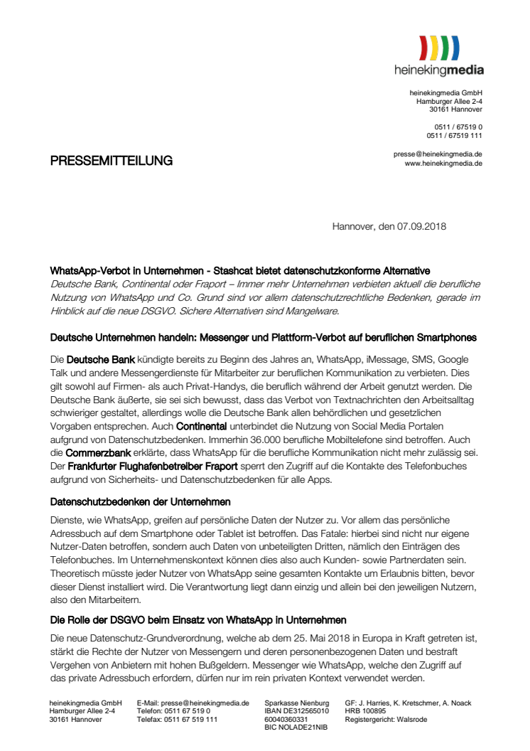 WhatsApp-Verbot in Unternehmen - Stashcat bietet datenschutzkonforme Alternative