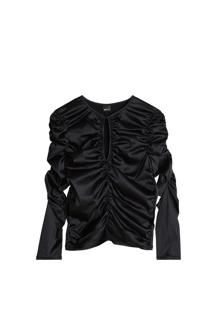 Satin ruched top - Black 