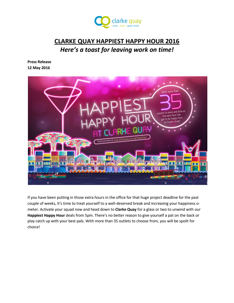 CLARKE QUAY HAPPIEST HAPPY HOUR 2016