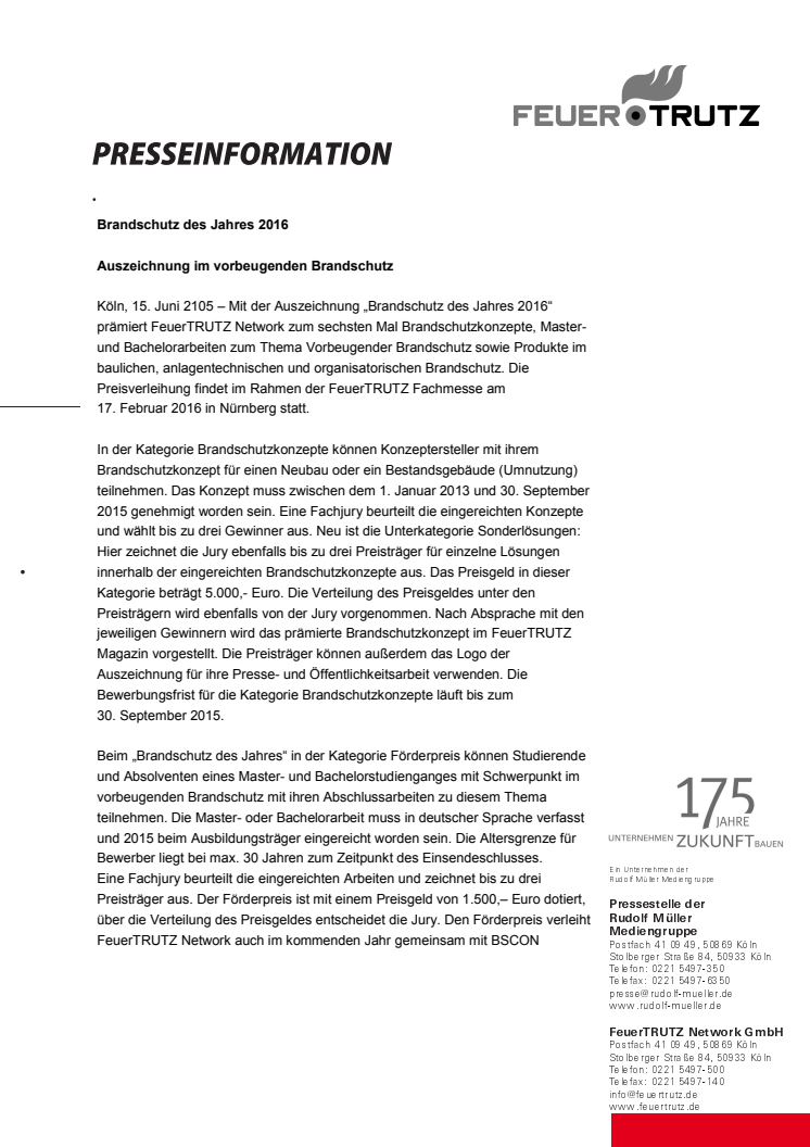 Brandschutz des Jahres 2016
