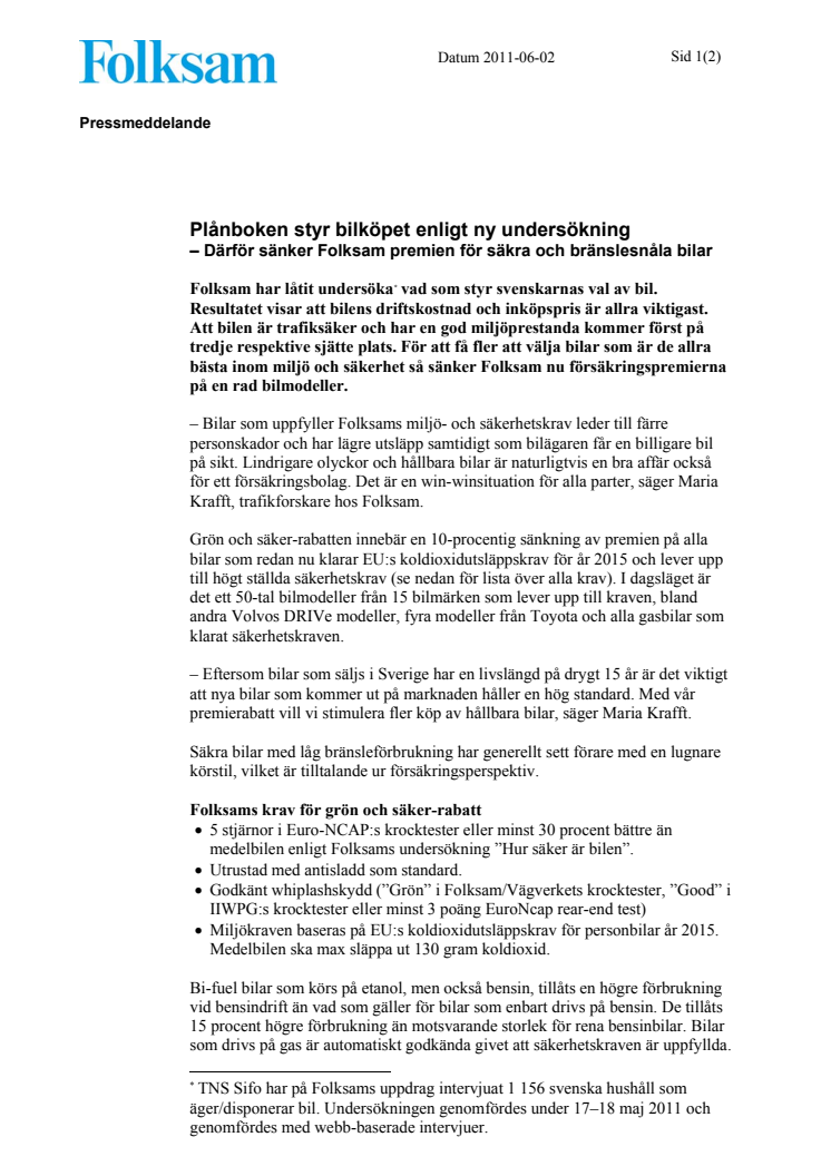 Plånboken styr bilköpet enligt ny undersökning – Därför sänker Folksam premien för säkra och bränslesnåla bilar