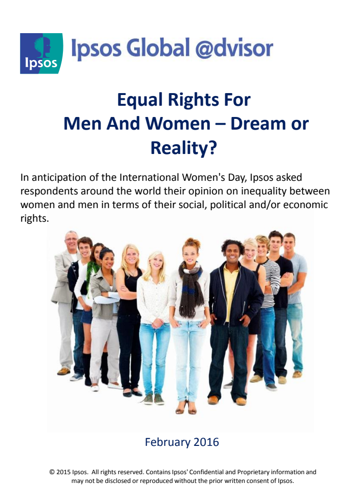Equal rights for men and women - International Women's Day 2016