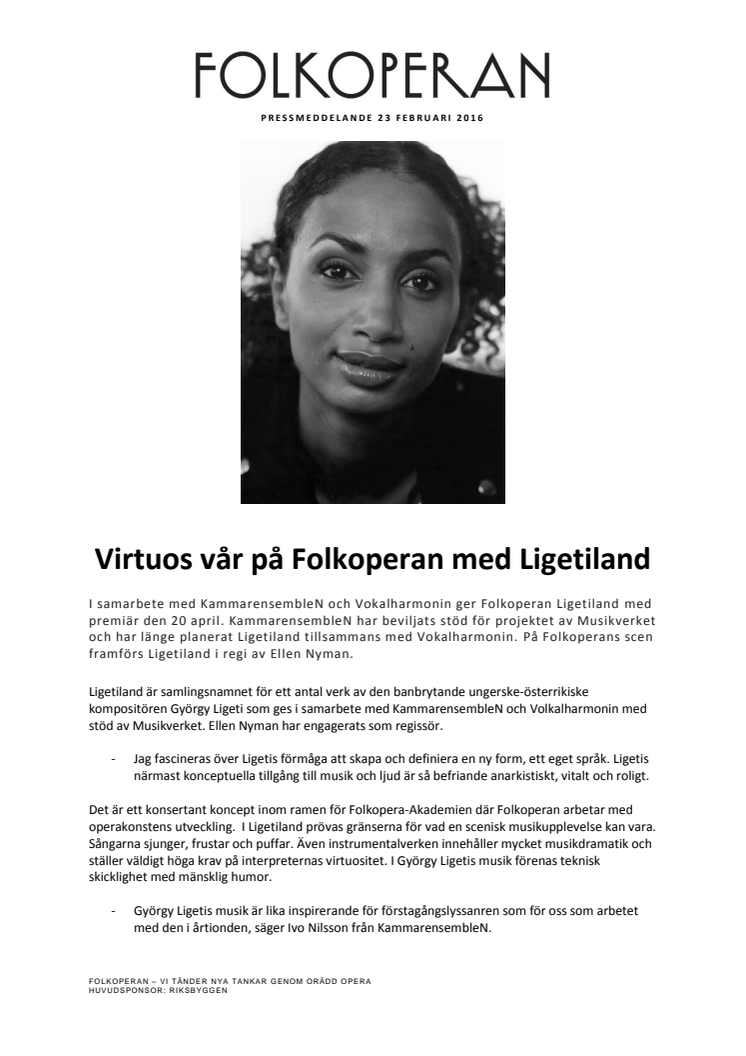 Virtuos vår på Folkoperan  med Ligetiland