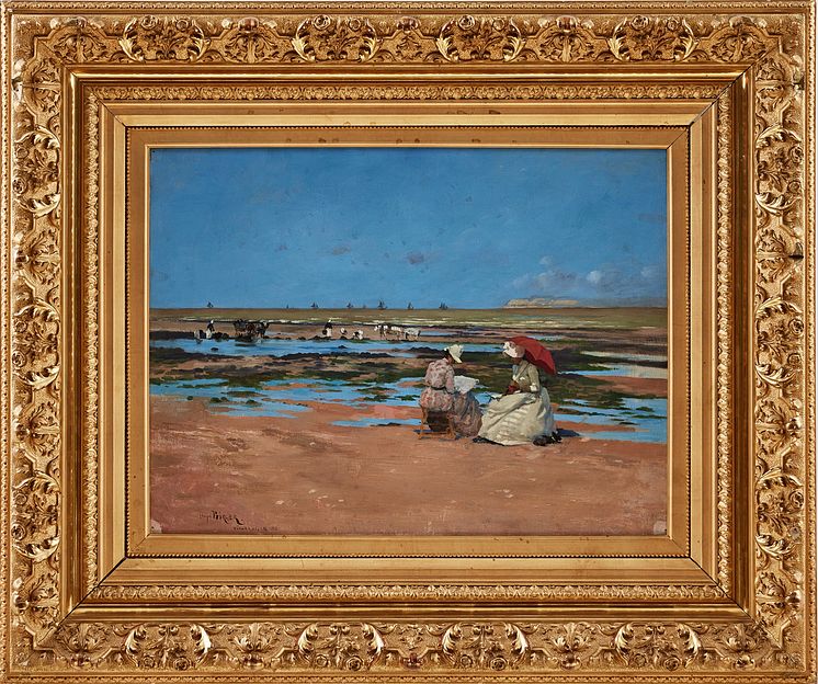 "Två damer på plagen, Villerville" av Hugo Birger