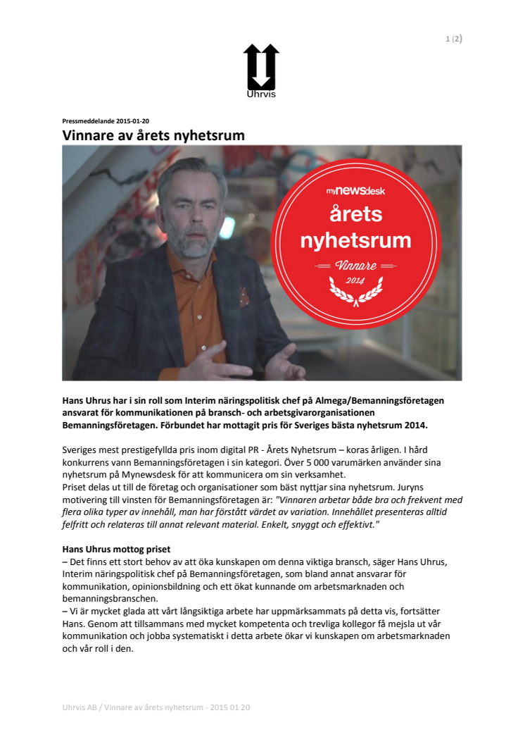 Vinnare av årets nyhetsrum