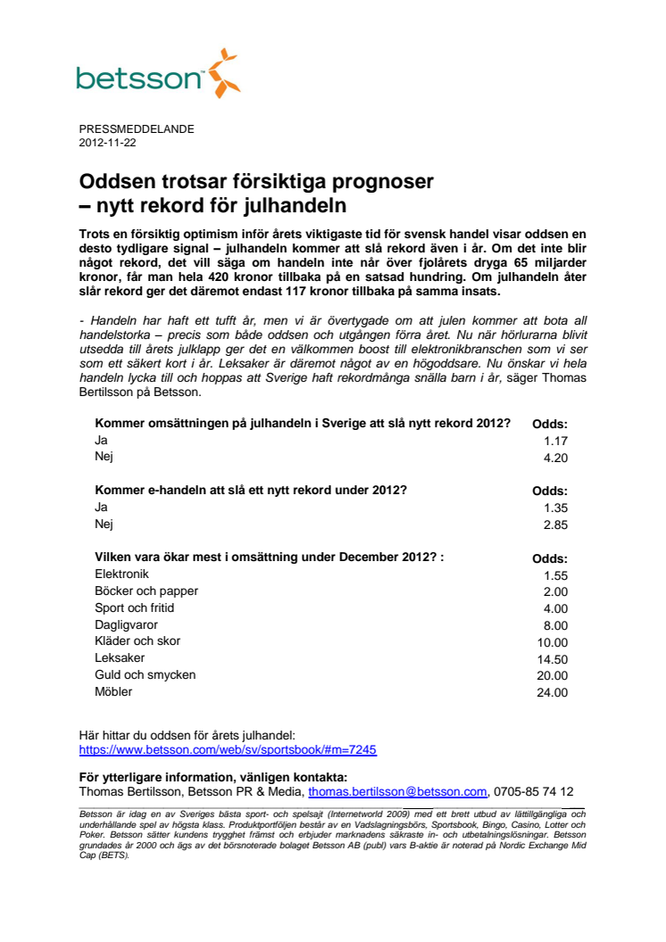 Oddsen trotsar försiktiga prognoser  – nytt rekord för julhandeln