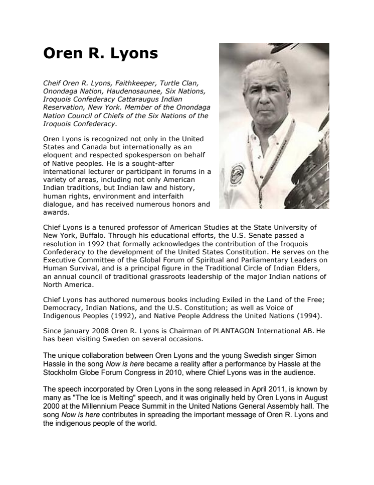 BIO of Oren R. Lyons