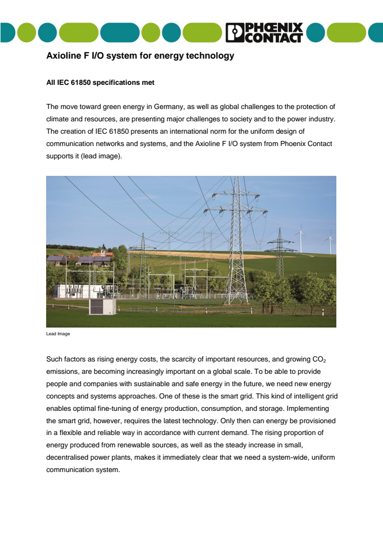 Axioline F I/O system for energy technology