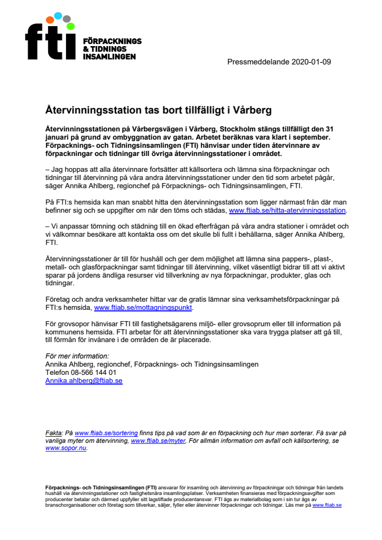Återvinningsstation tas bort tillfälligt i Vårberg