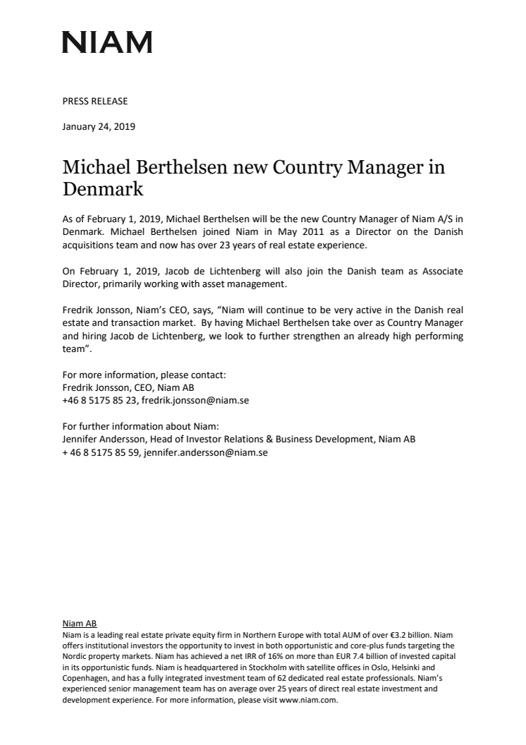 Michael Berthelsen new Country Manager in Denmark