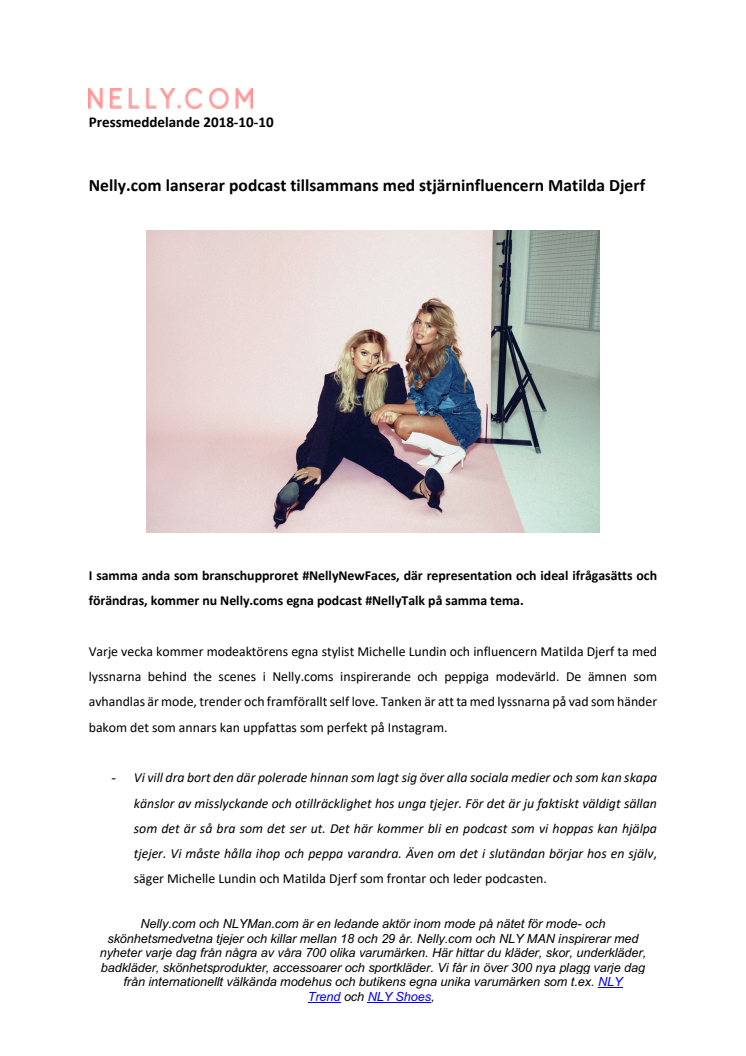 Nelly.com lanserar podcast tillsammans med stjärninfluencern Matilda Djerf