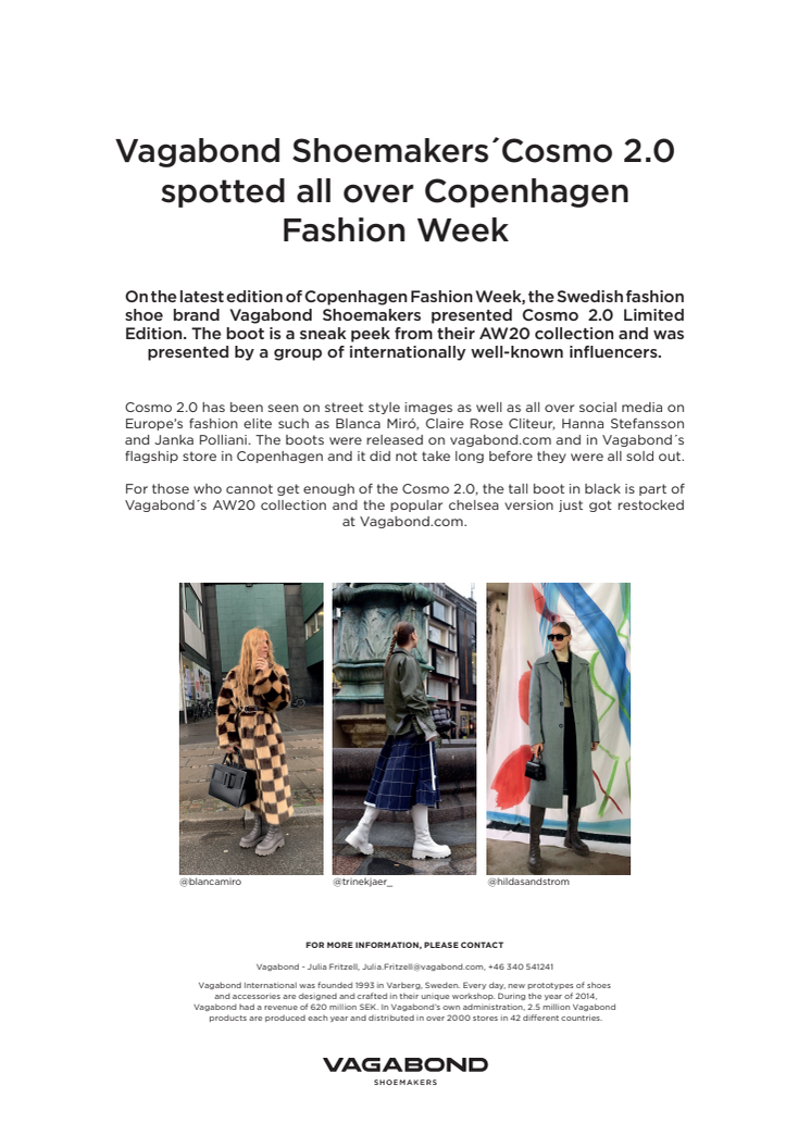 Vagabond Shoemakers´ Cosmo 2.0 spotted all over Copenhagen Fashion Week