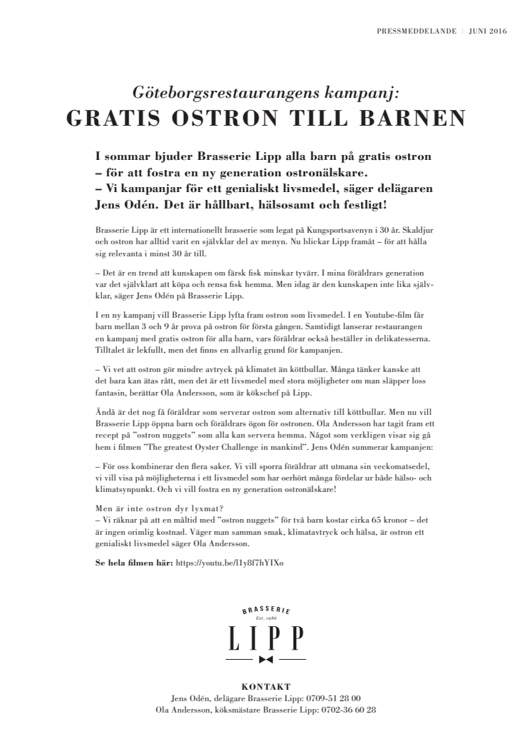 Gratis ostron till barnen