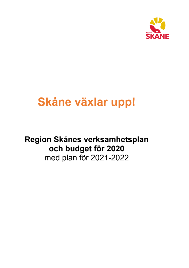 Verksamhetsplan och budget 2020