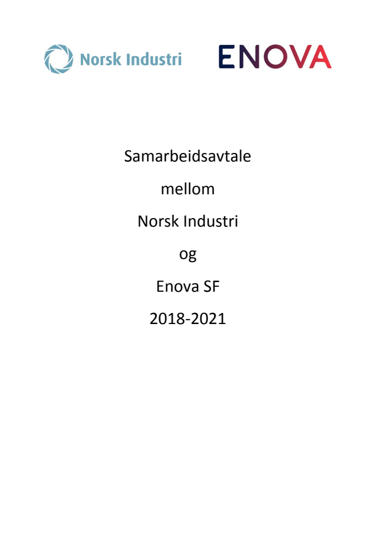 Samarbeidsavtale mellom Norsk Industri og Enova SF