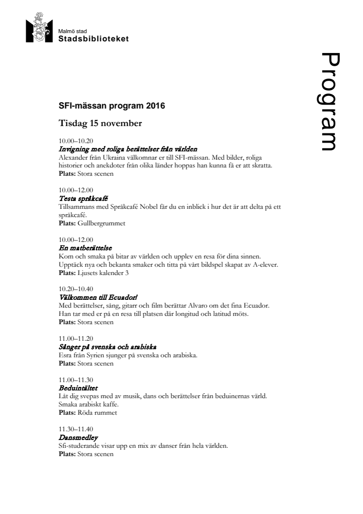 Program SFI-mässan 2016