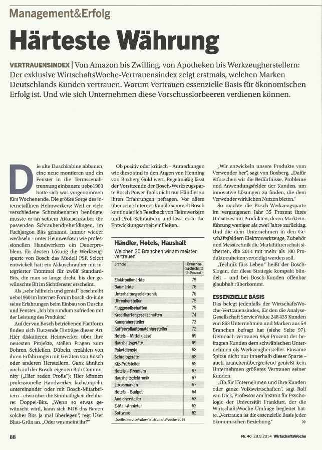 Vertrauensranking 2014 