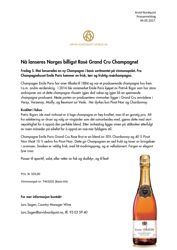 Nå lanseres Norges billigst Rosé Grand Cru Champagne! 