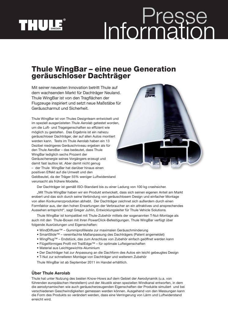 Thule WingBar – eine neue Generation geräuschloser Lastenträger 