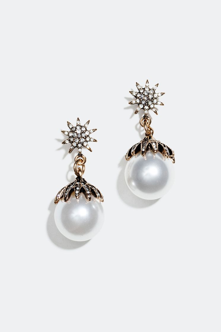 Earrings with Rhinestones and Pearl