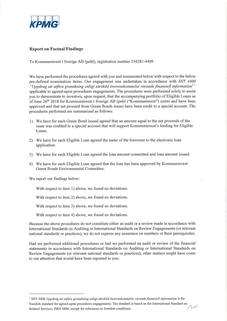 Kommuninvest Green Bonds Assurance Report 2018