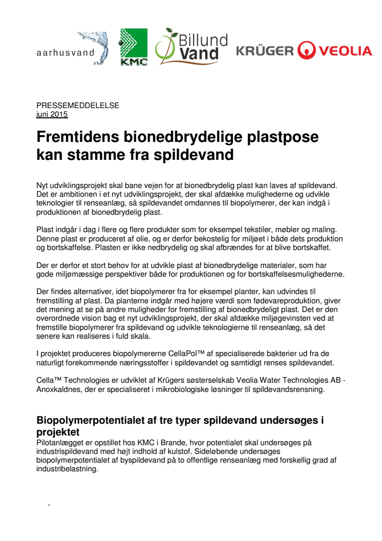 ​Fremtidens bionedbrydelige plastpose kan stamme fra spildevand