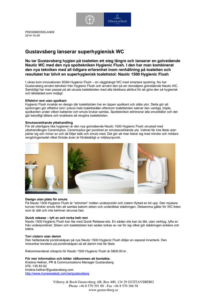 Gustavsberg lanserar superhygienisk WC 