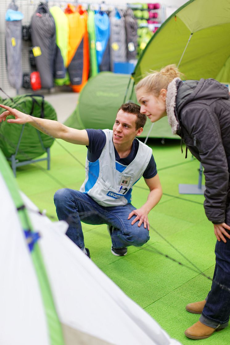 Tältavdelning i Decathlon butik