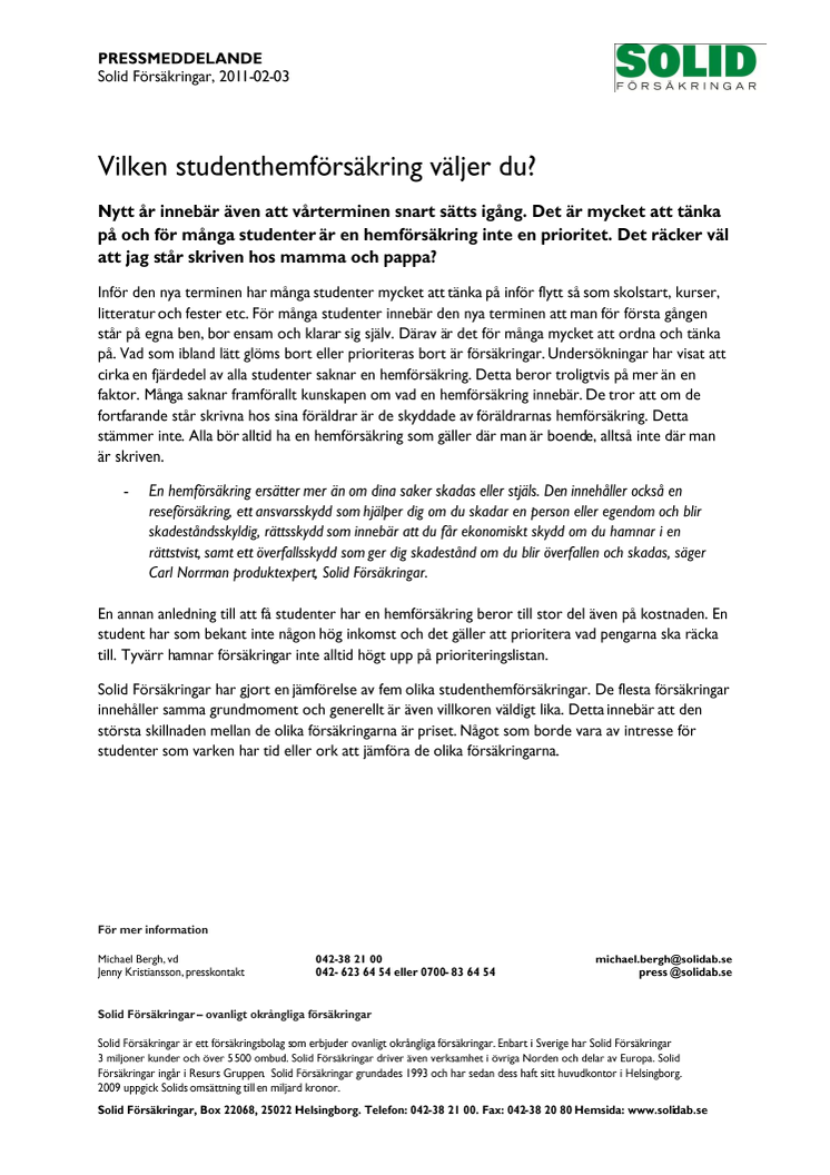 Vilken studenthemförsäkring väljer du?