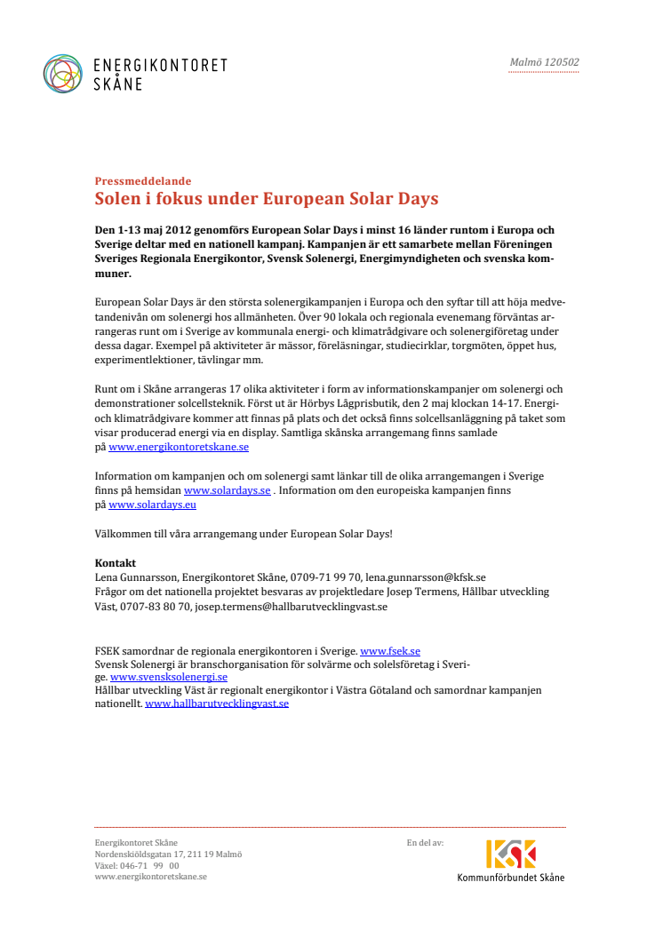 Solen i fokus under European Solar Days