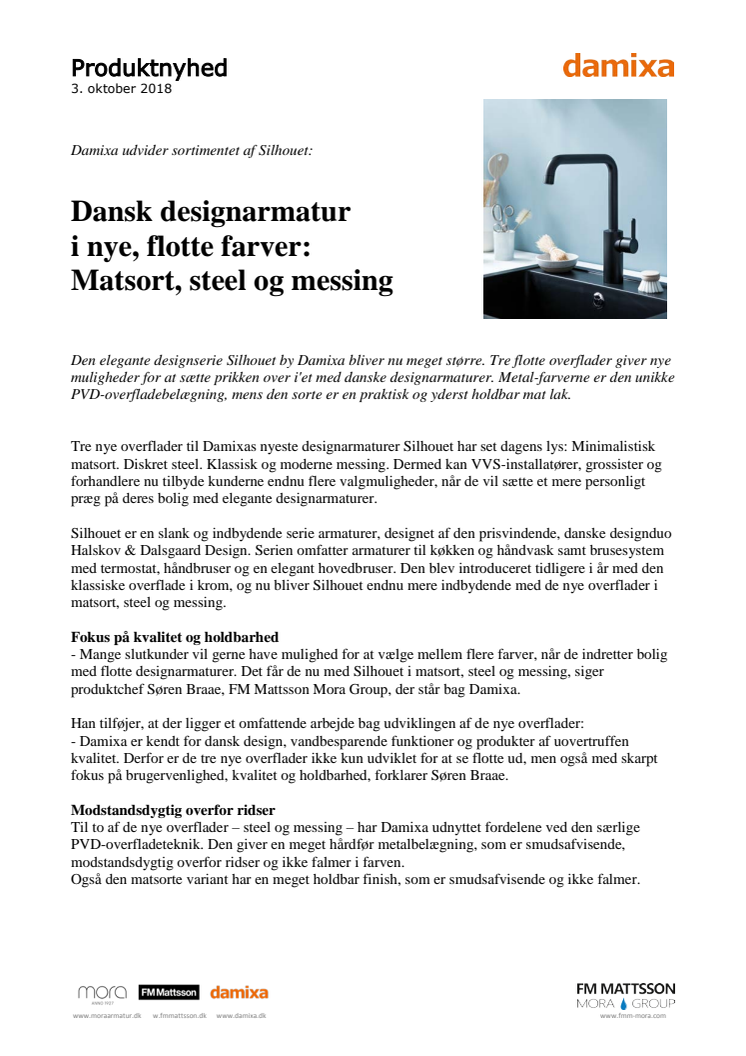 Dansk designarmatur i nye, flotte farver: Matsort, steel og messing 