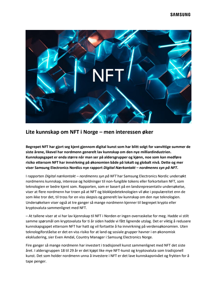 NFT pressemelding