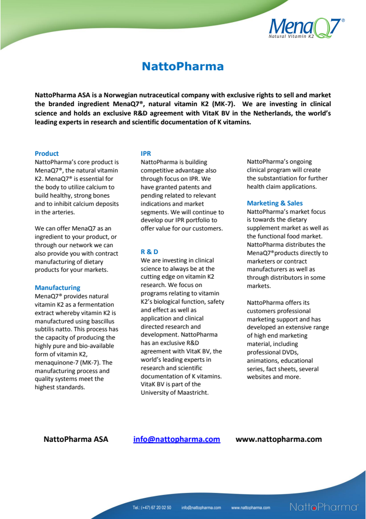 NattoPharma Company Sheet