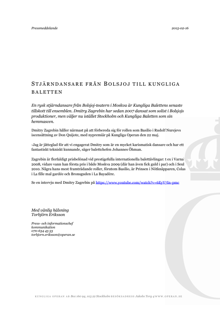 Stjärndansare från Bolsjoj till Kungliga Baletten