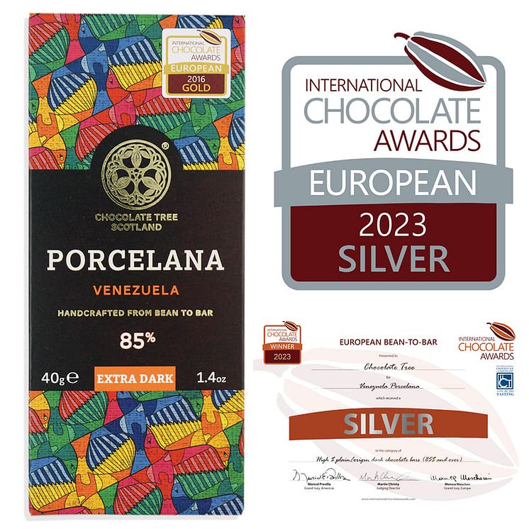 Prisbelont-InternationalChocolateAwards-Porcellana-Choklad-40g-ChocolateTree-ekologisk-Beriksson
