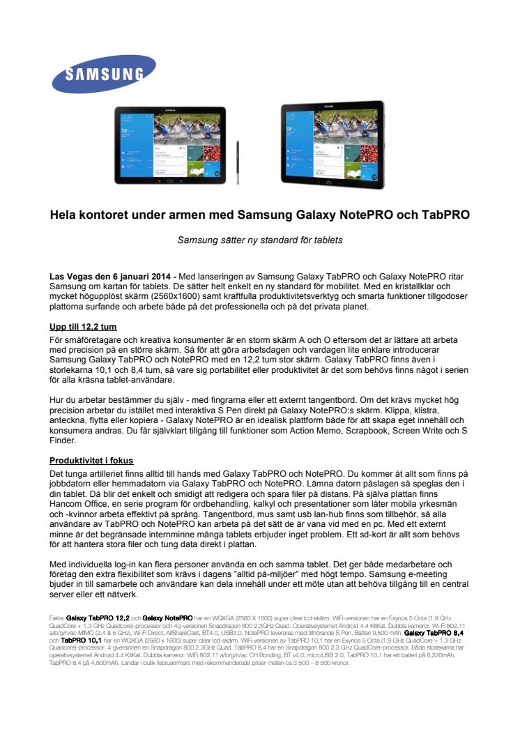Hela kontoret under armen med Samsung Galaxy NotePRO och TabPRO 