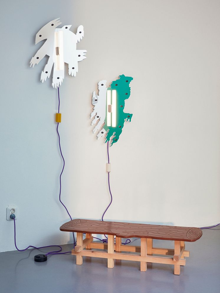 Log Table and Mirror Lamps – design by Jonatan Nilsson