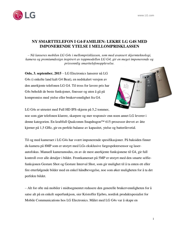 NY SMARTTELEFON I G4-FAMILIEN: LEKRE LG G4S MED IMPONERENDE YTELSE I MELLOMPRISKLASSEN